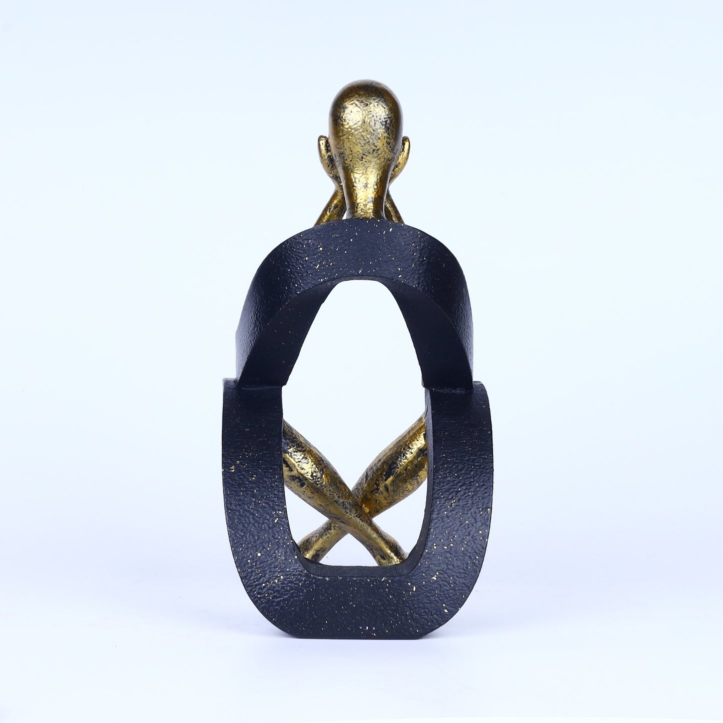 Thinking Man Abstract Figurine – Black & Gold Resin Table Décor