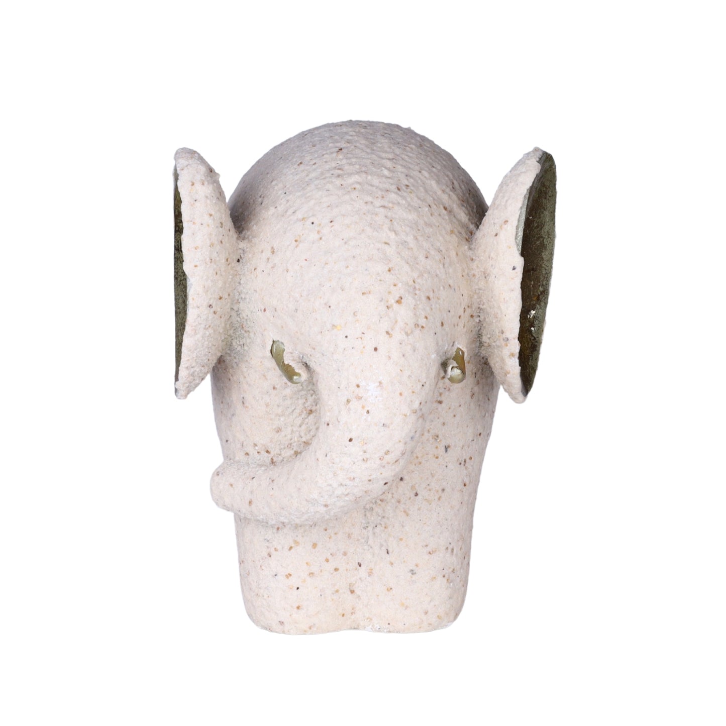 Textured Ceramic Elephant with Golden Ears