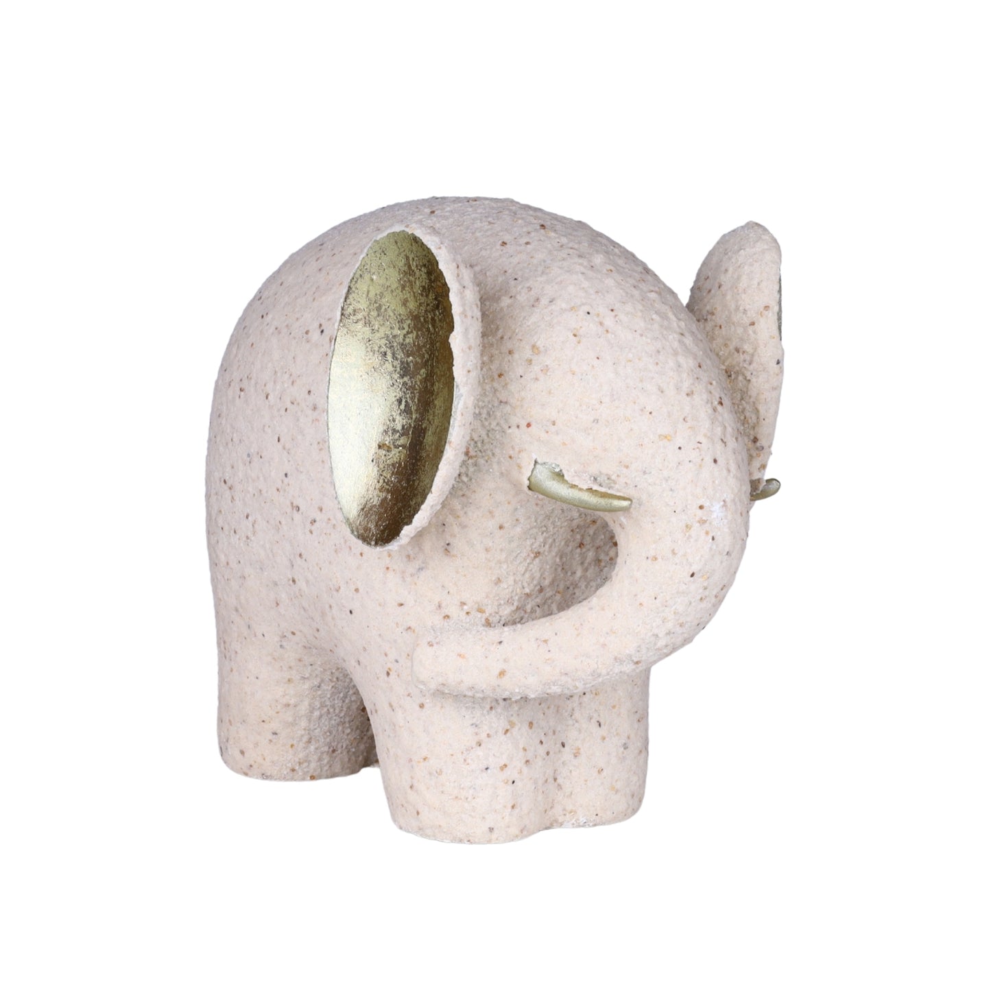 Textured Ceramic Elephant with Golden Ears