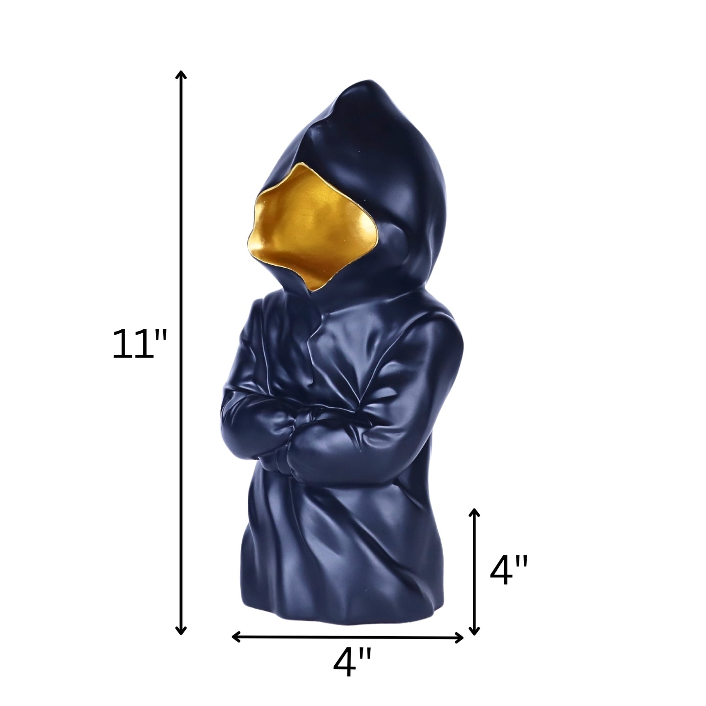 Hooded Attitude Figurine – Black & Gold Resin Showpiece