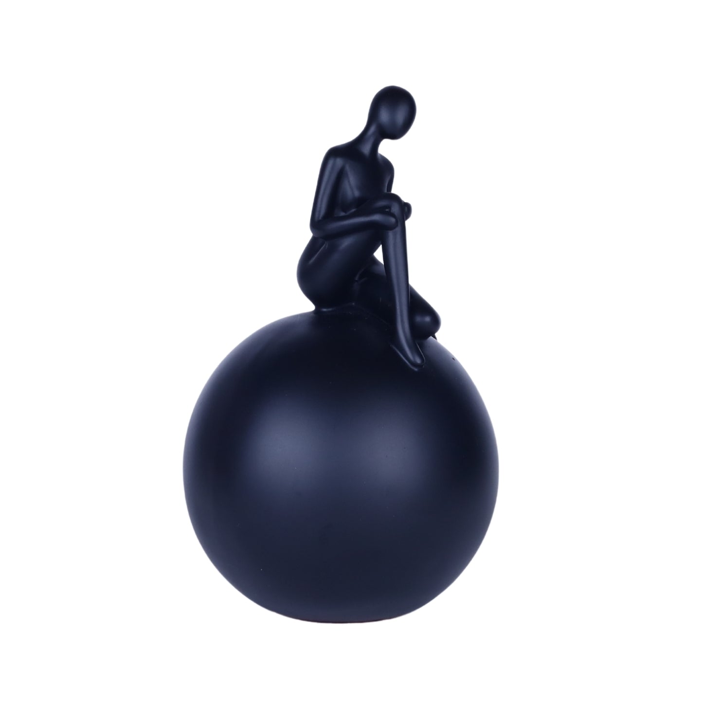 Modern Abstract Sculpture – Black Minimalist Figurine on Sphere