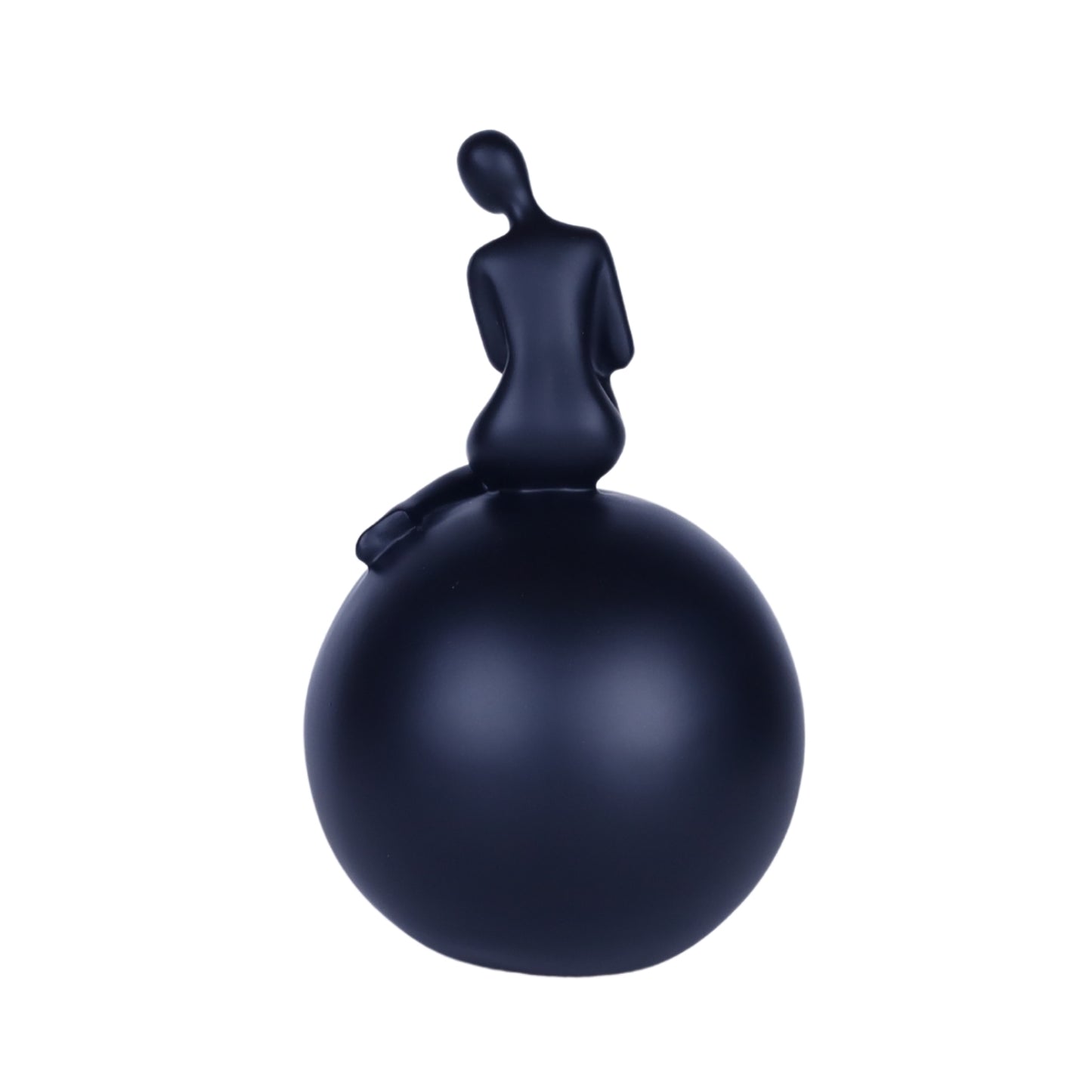 Modern Abstract Sculpture – Black Minimalist Figurine on Sphere