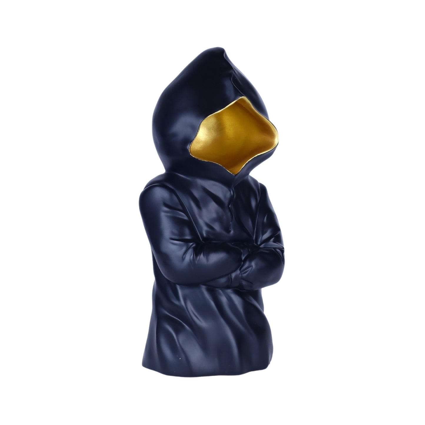 Hooded Attitude Figurine – Black & Gold Resin Showpiece