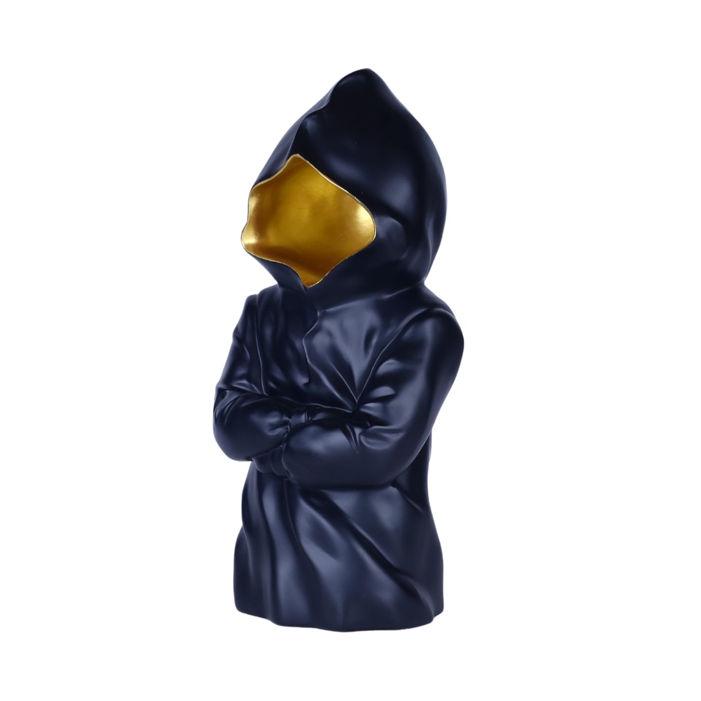 Hooded Attitude Figurine – Black & Gold Resin Showpiece
