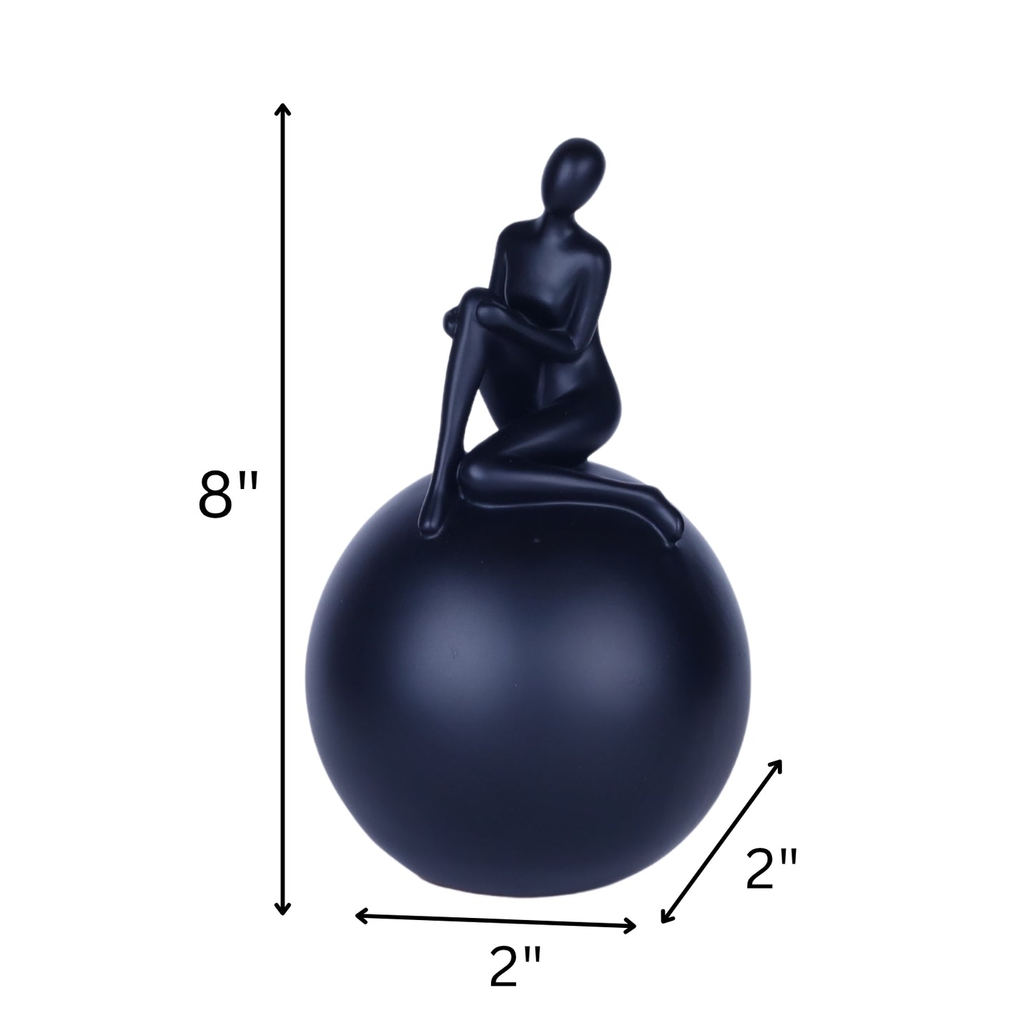 Modern Abstract Sculpture – Black Minimalist Figurine on Sphere