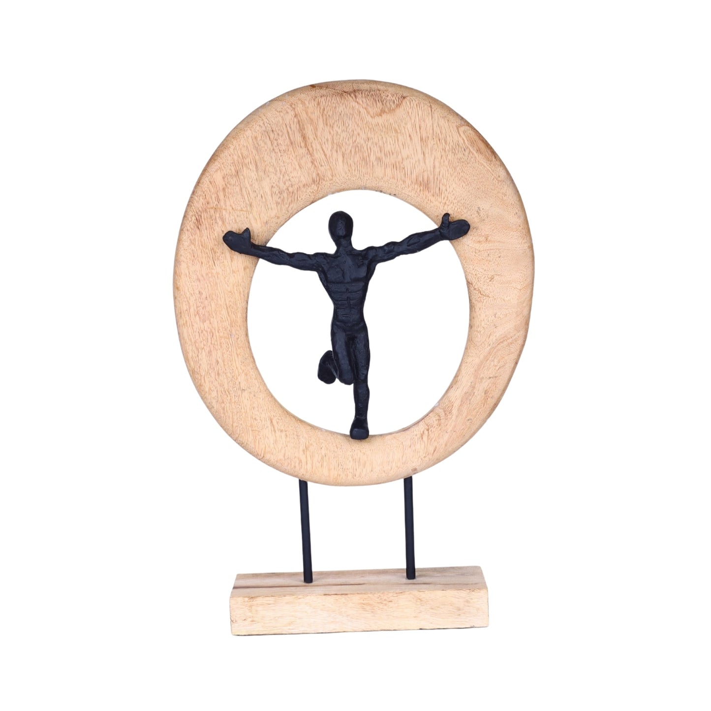 Strength in Balance Figurine – Wood & Metal Table Sculpture