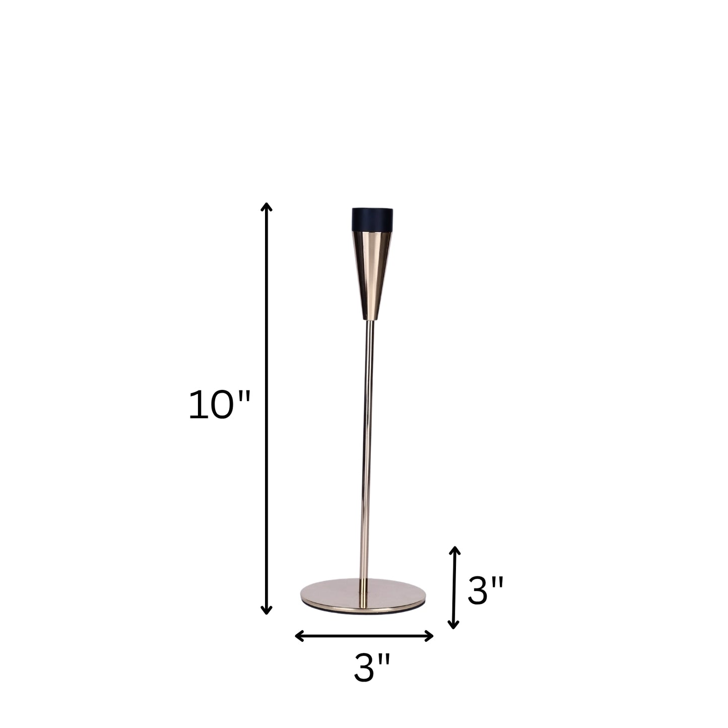 Modern Metal Taper Candle Holder Set – Gold & Black (Set of 3)