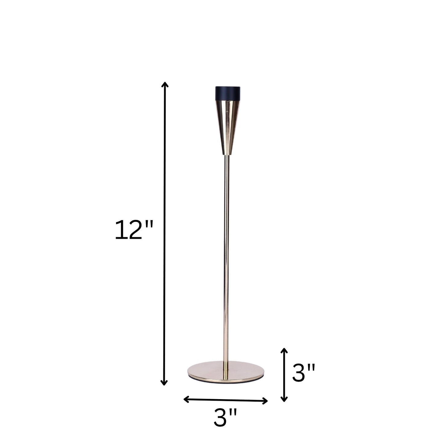 Modern Metal Taper Candle Holder Set – Gold & Black (Set of 3)