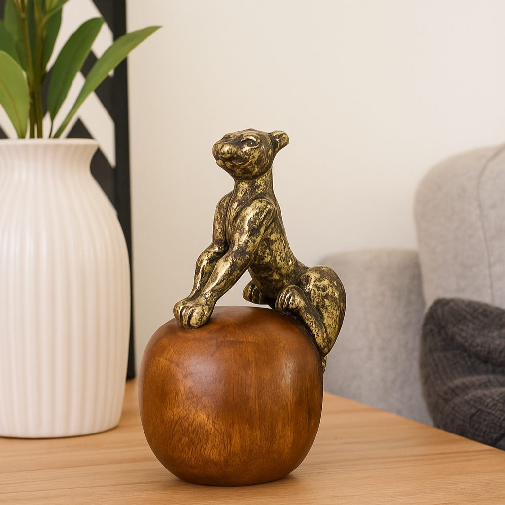 Regal Panther on Wooden Sphere
