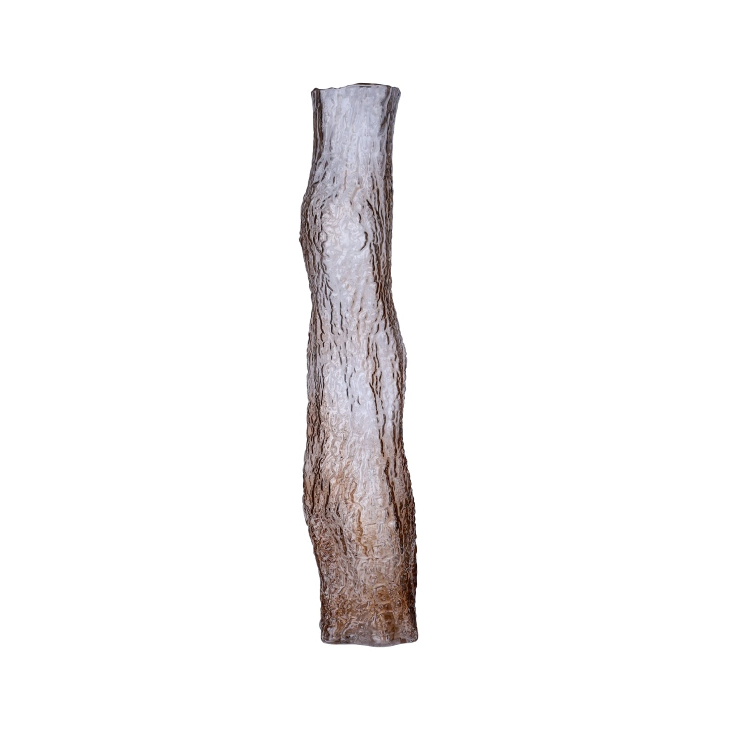 Tall Amber Ripple Glass Vase