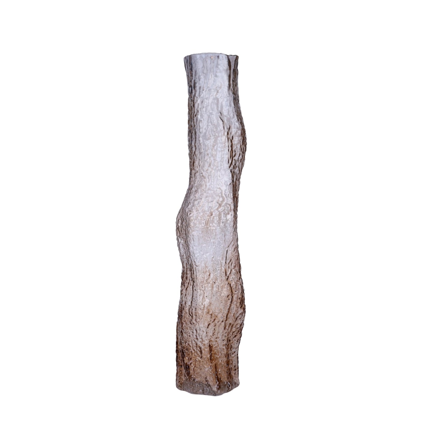 Tall Amber Ripple Glass Vase