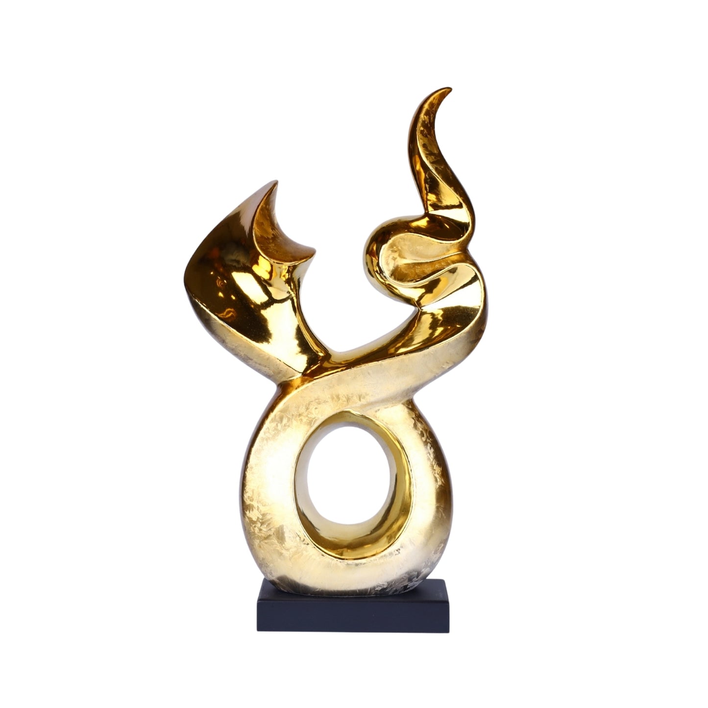 Golden Abstract Flame Sculpture – Modern Art Table Décor