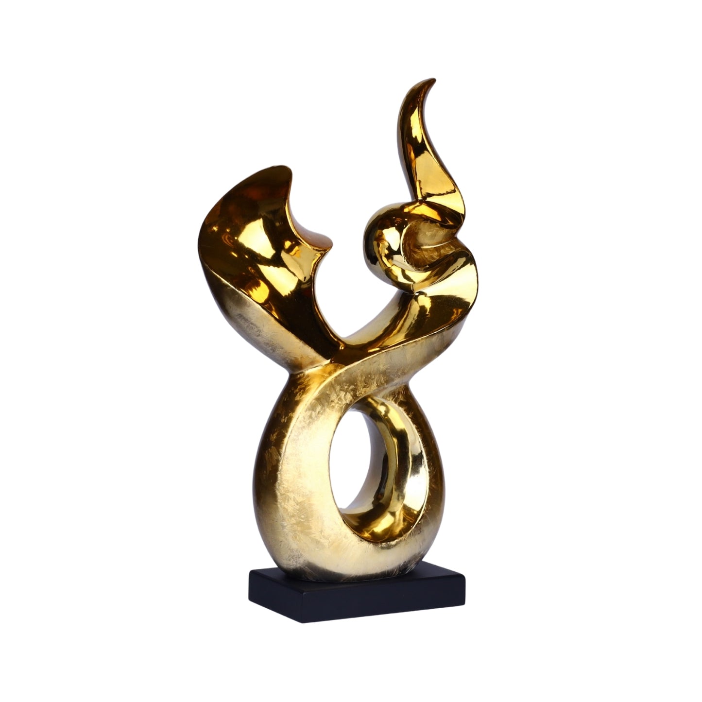 Golden Abstract Flame Sculpture – Modern Art Table Décor