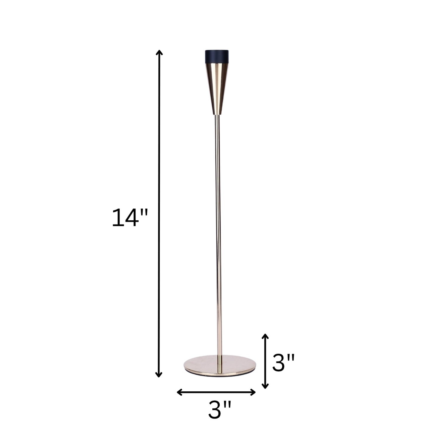 Modern Metal Taper Candle Holder Set – Gold & Black (Set of 3)