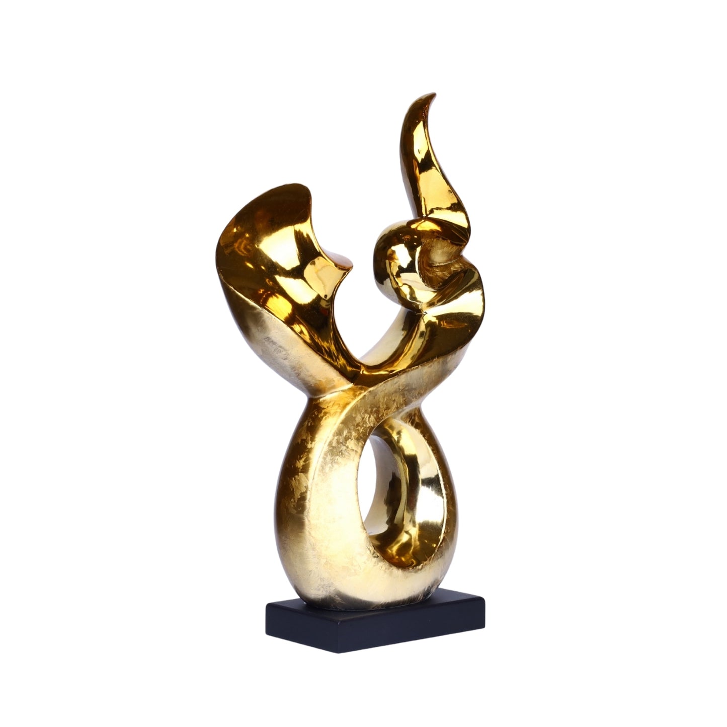 Golden Abstract Flame Sculpture – Modern Art Table Décor