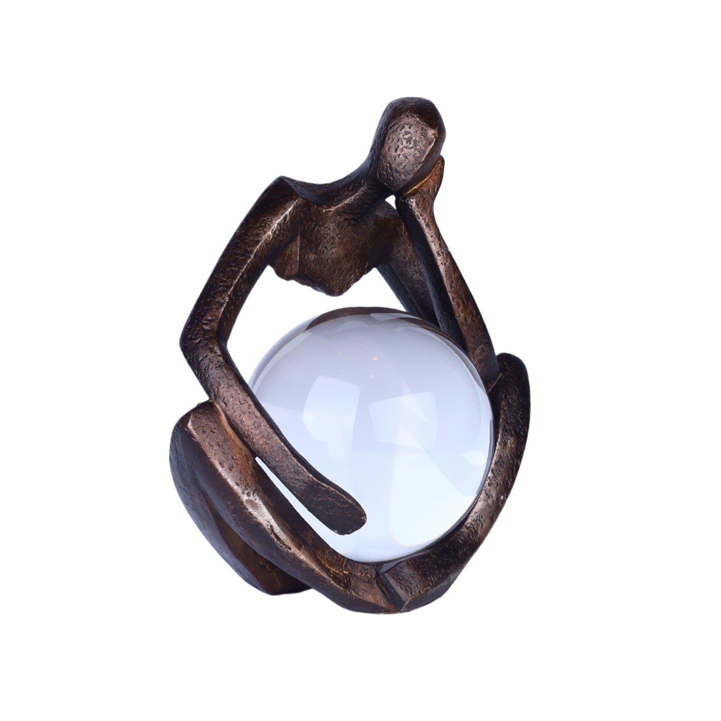 Abstract Thinker Sculpture with Crystal Sphere