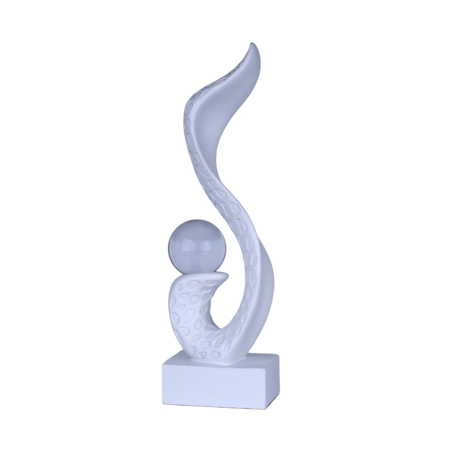 Modern Abstract Sculpture with Sphere – White Resin Art Décor