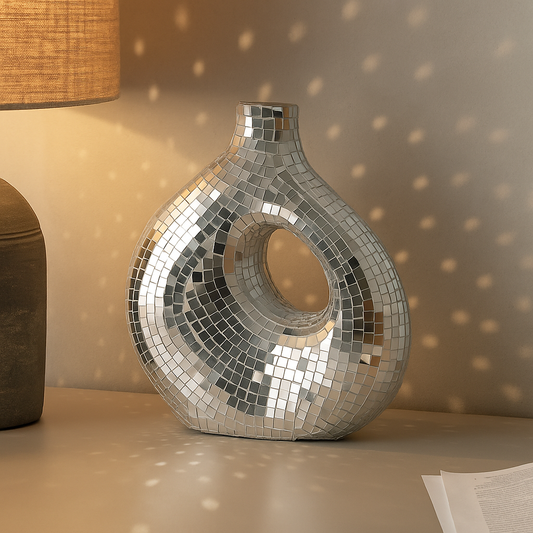 Modern Mosaic Mirror Flower Vase – Decorative Accent Pot