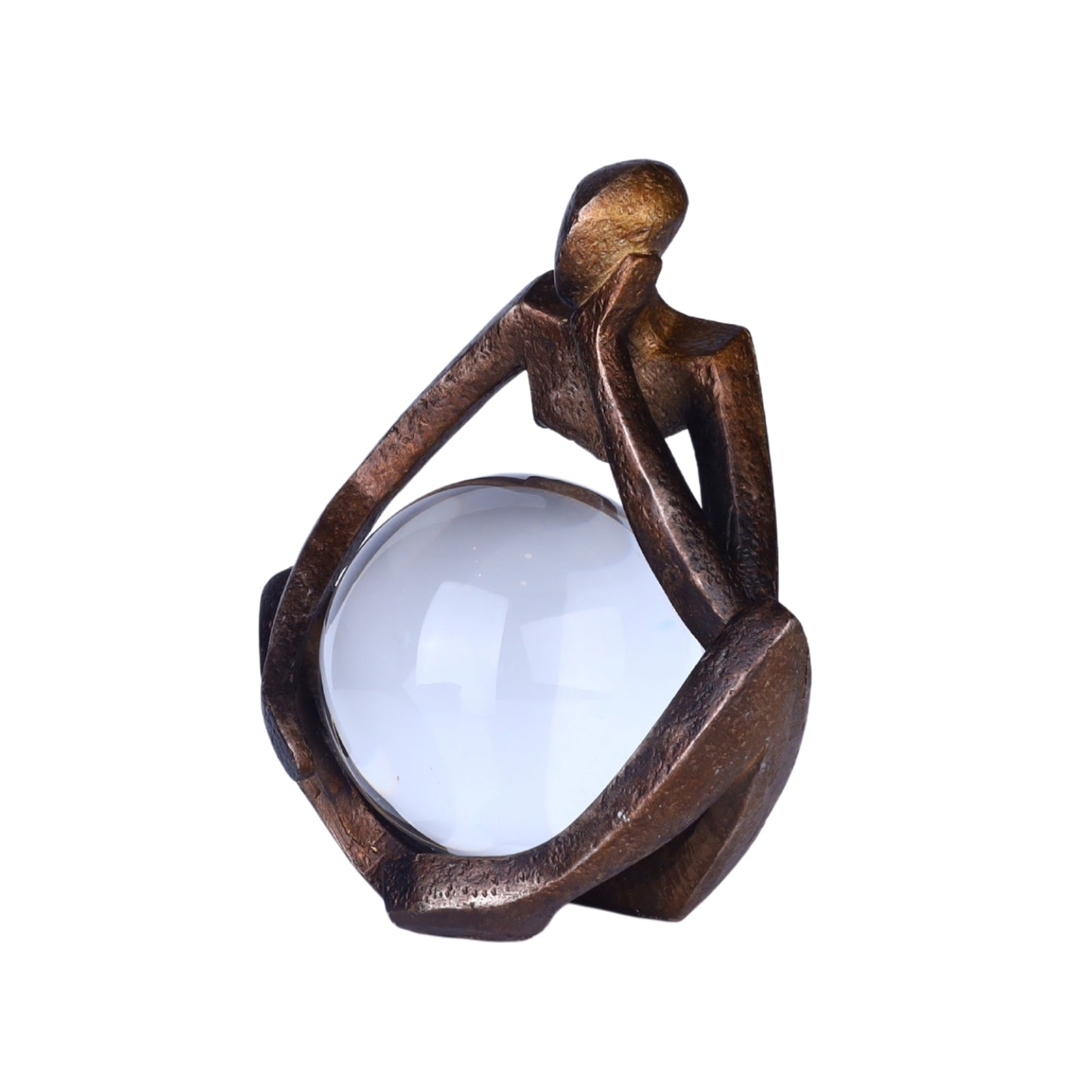 Abstract Thinker Sculpture with Crystal Sphere