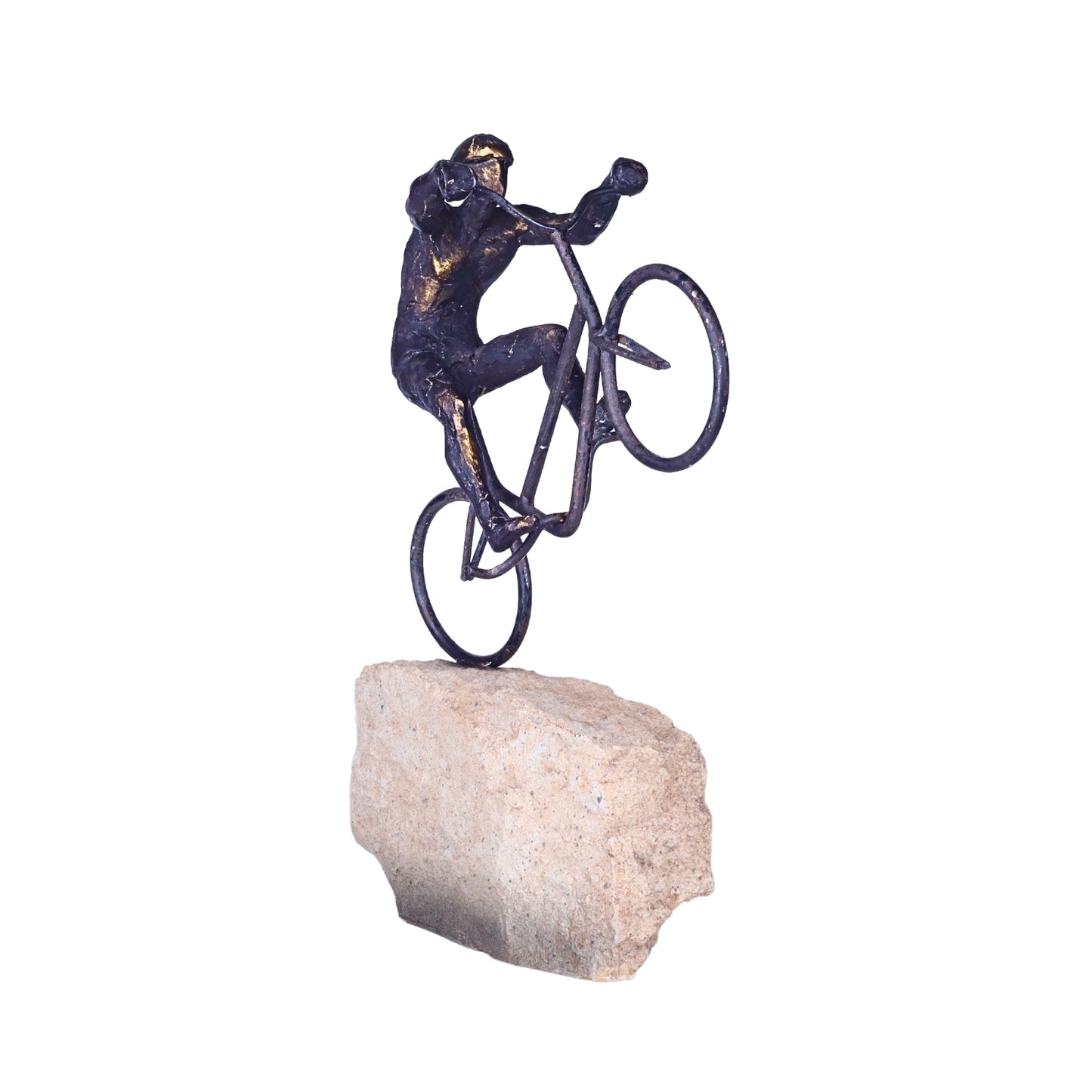 Cyclist on Rock Sculpture