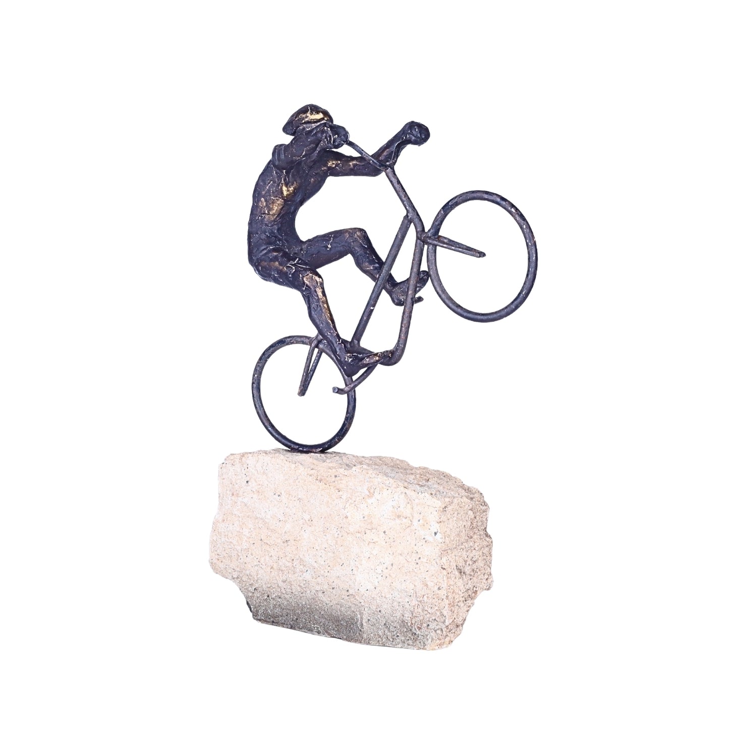 Cyclist on Rock Sculpture