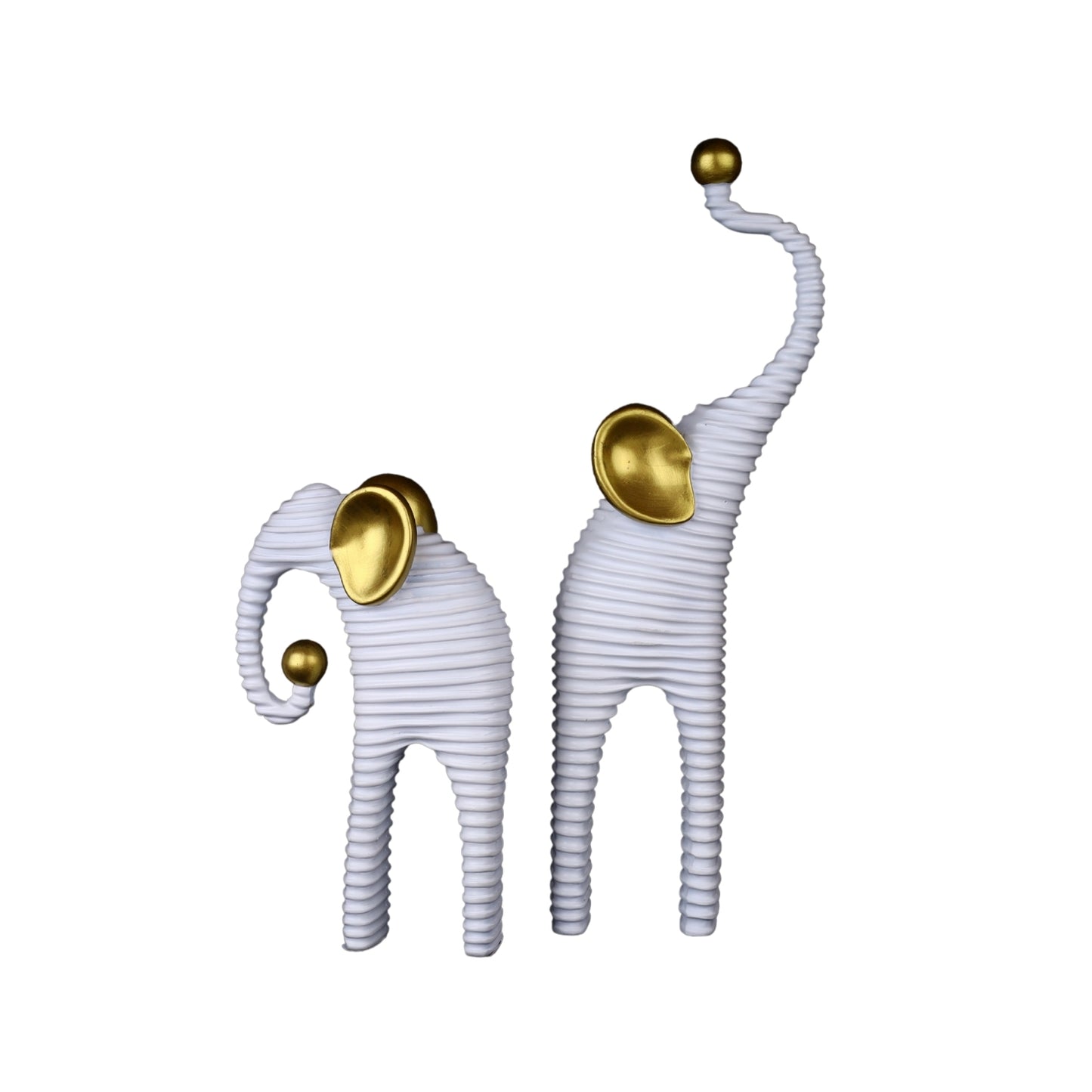 White & Gold Elephant Figurine Set