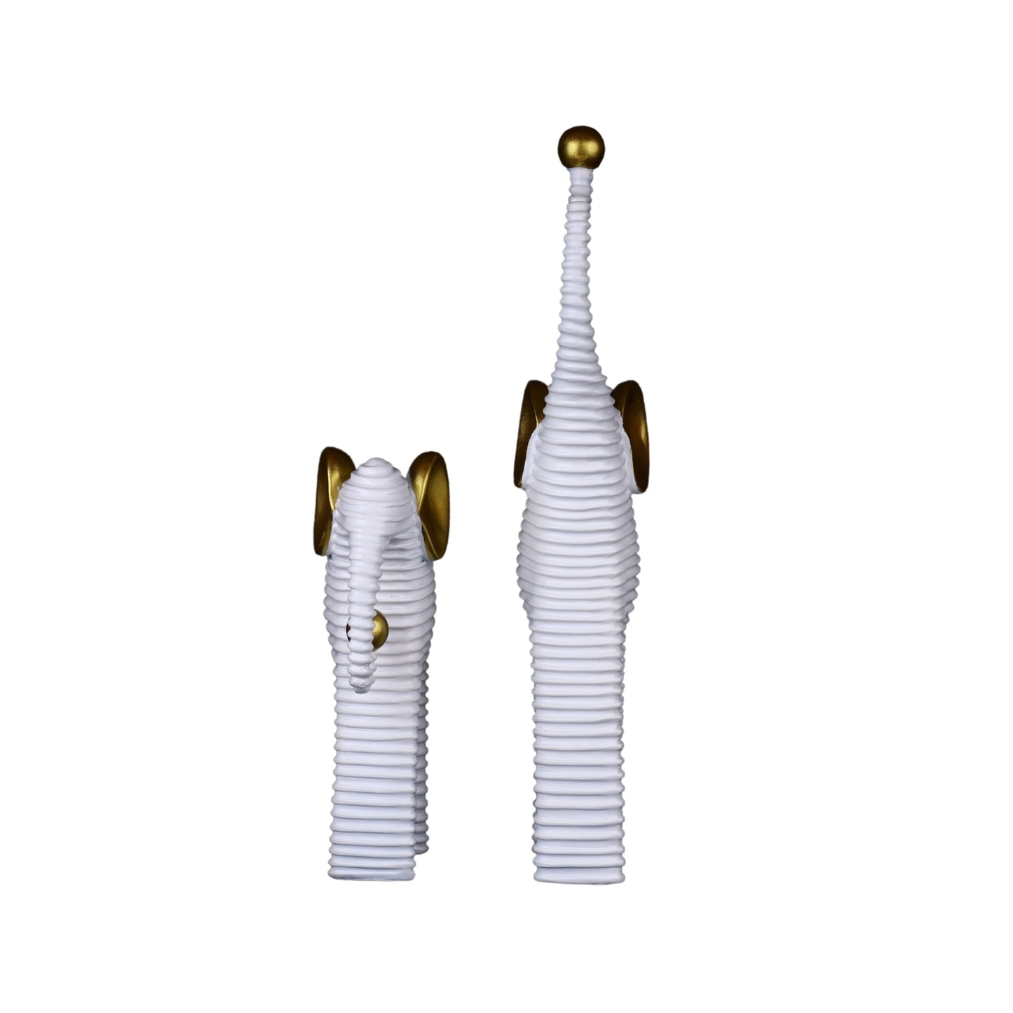 White & Gold Elephant Figurine Set