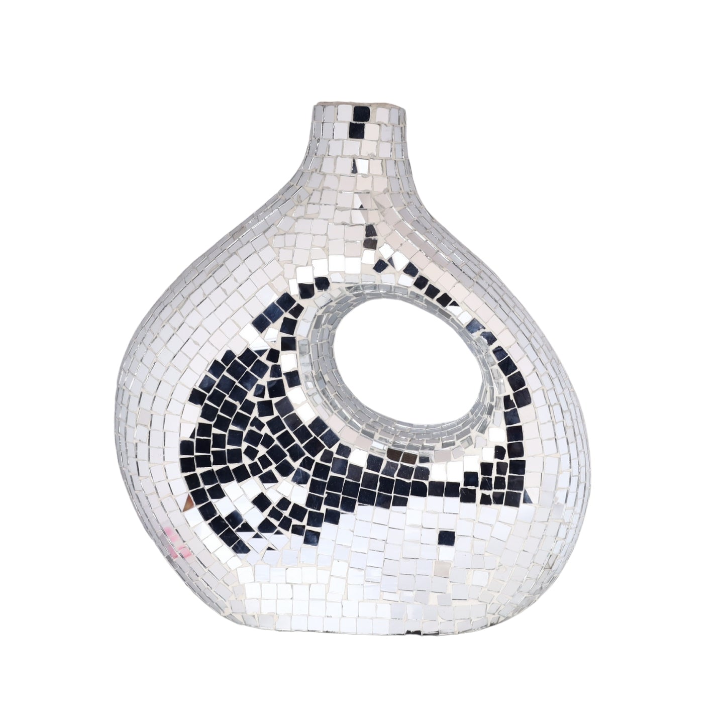 Modern Mosaic Mirror Flower Vase – Decorative Accent Pot