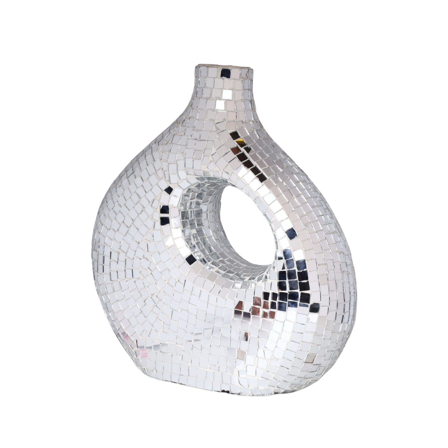 Modern Mosaic Mirror Flower Vase – Decorative Accent Pot