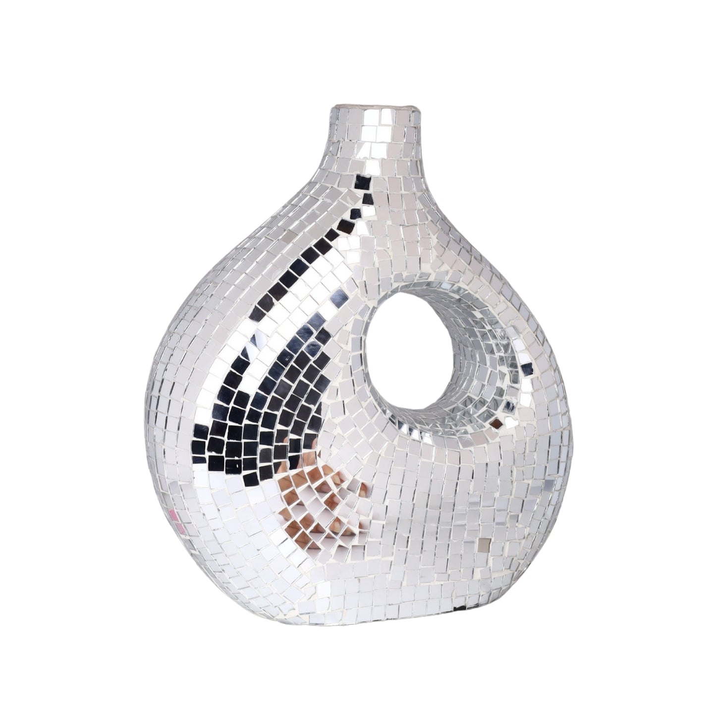 Modern Mosaic Mirror Flower Vase – Decorative Accent Pot