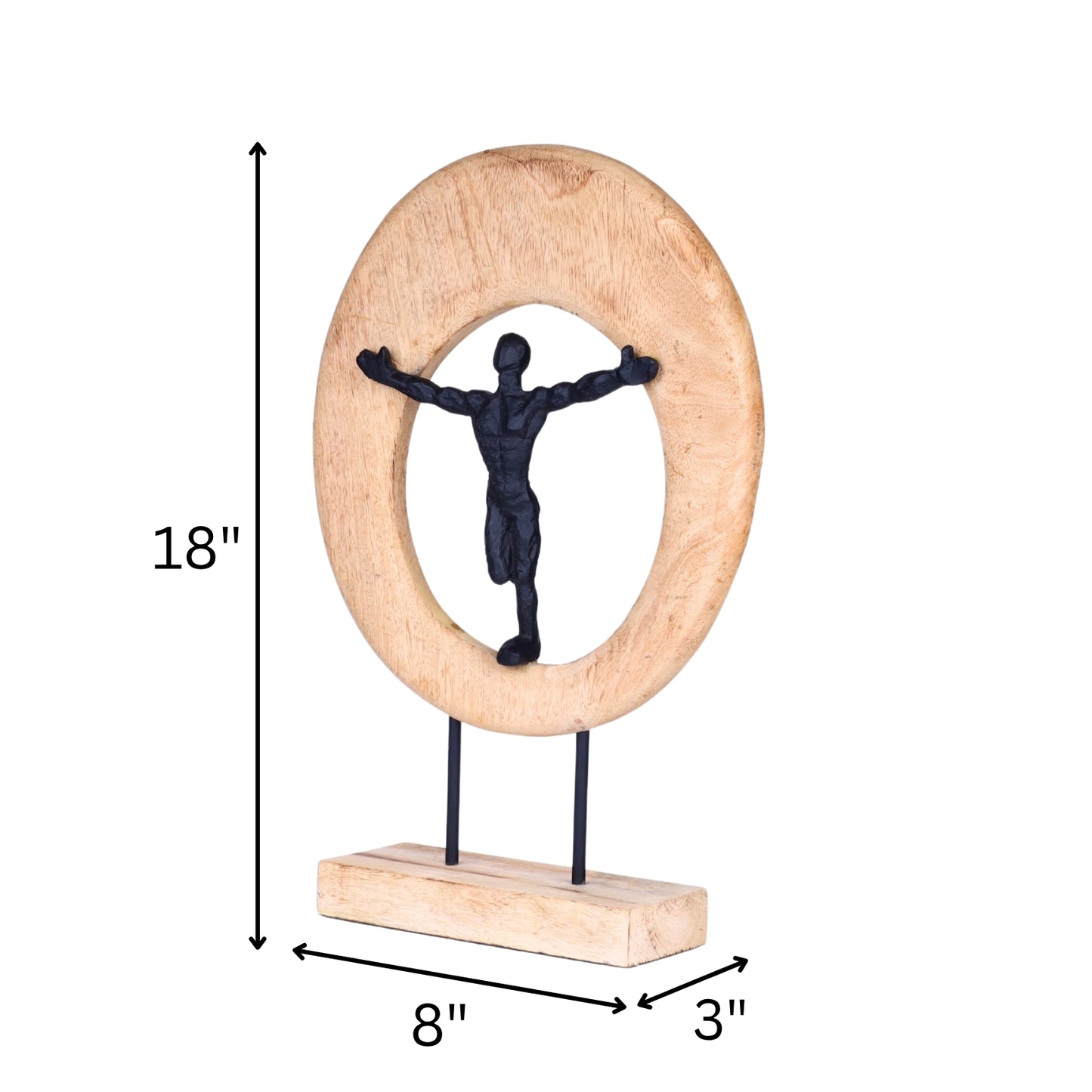 Strength in Balance Figurine – Wood & Metal Table Sculpture