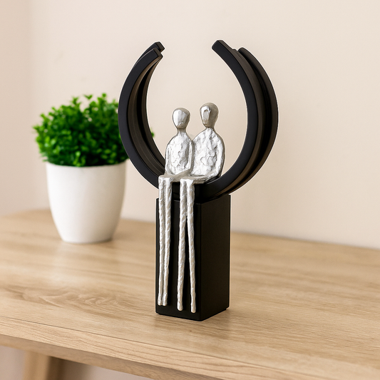 Together Forever Figurine – Black & Silver Romantic Sculpture