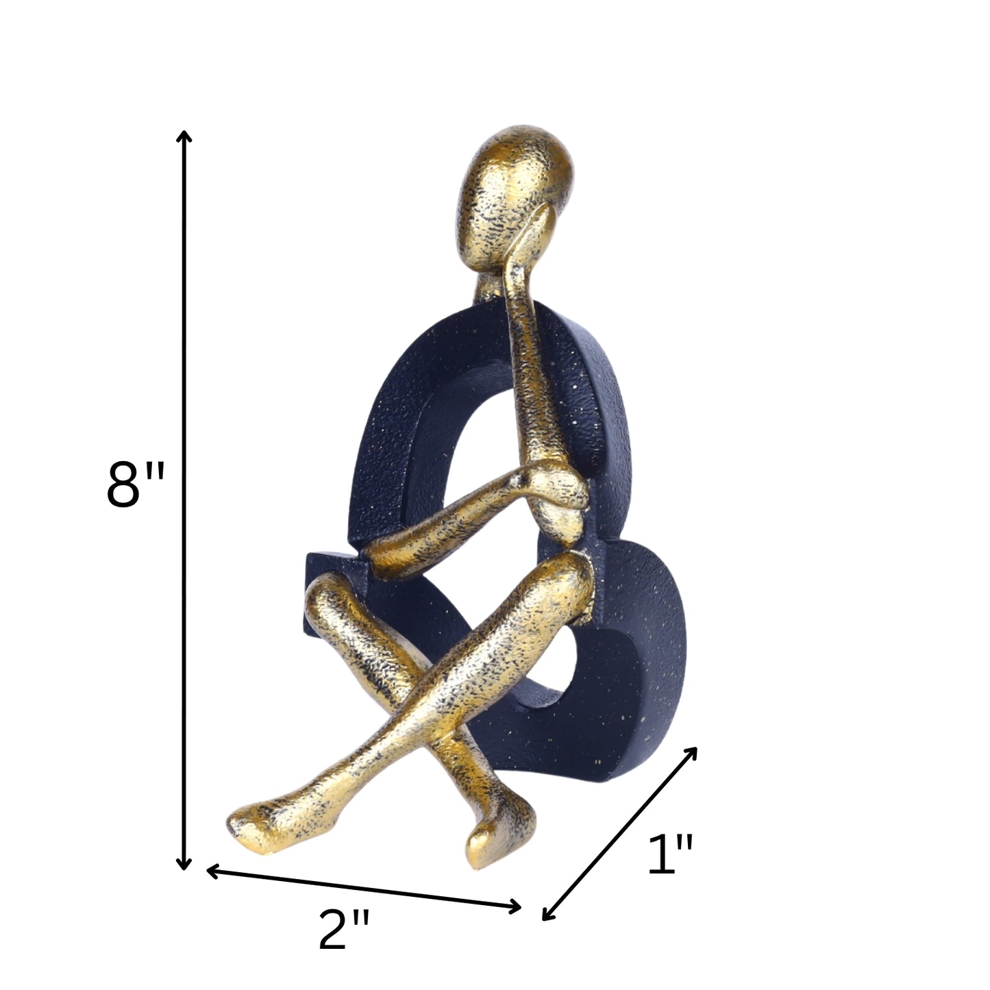 Abstract Thinking Pose Figurine – Black & Antique Gold Resin