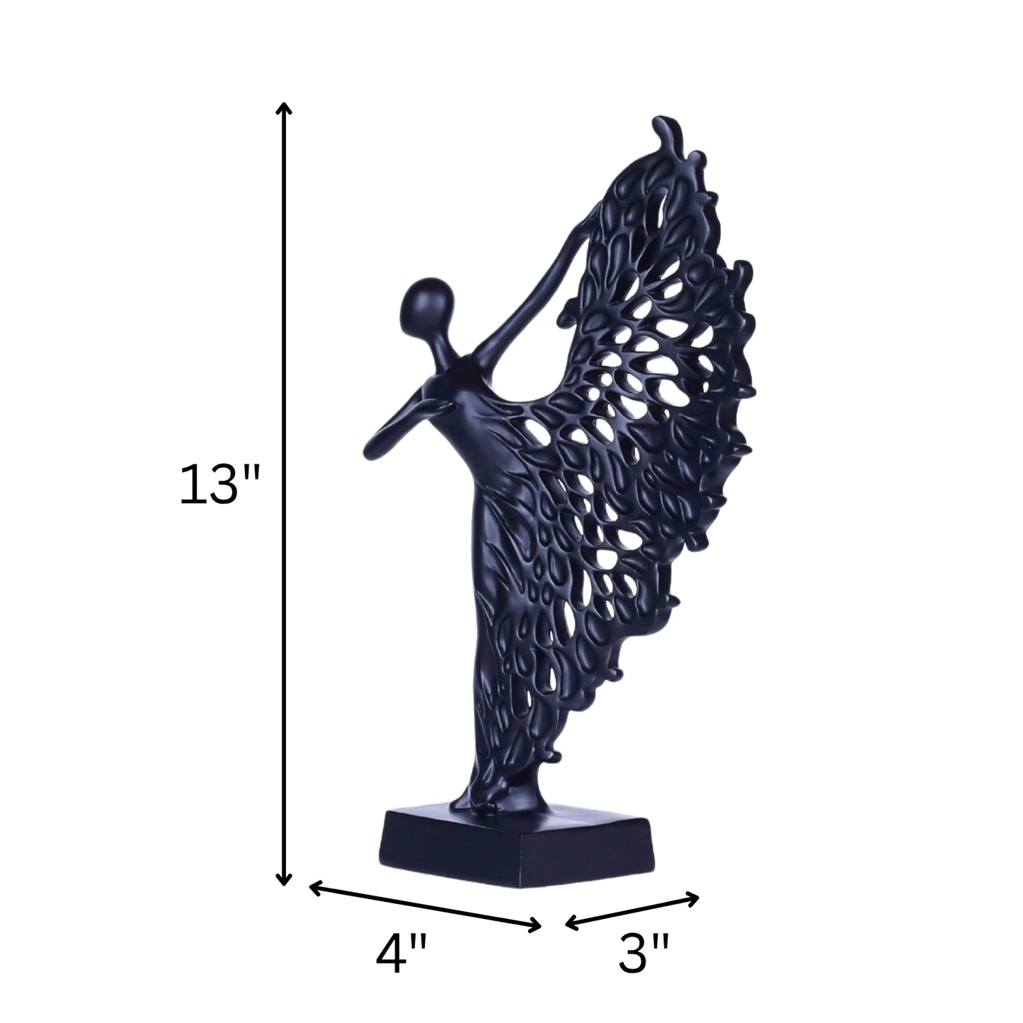 Graceful Dancer Figurine – Matte Black Resin Table Décor
