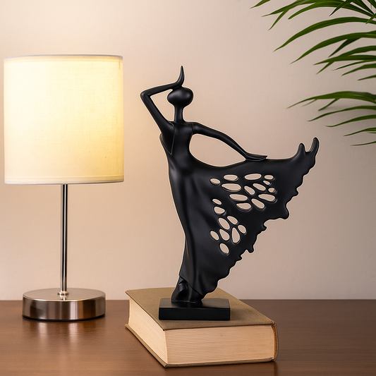 Graceful Dancer Figurine – Matte Black Resin Table Décor