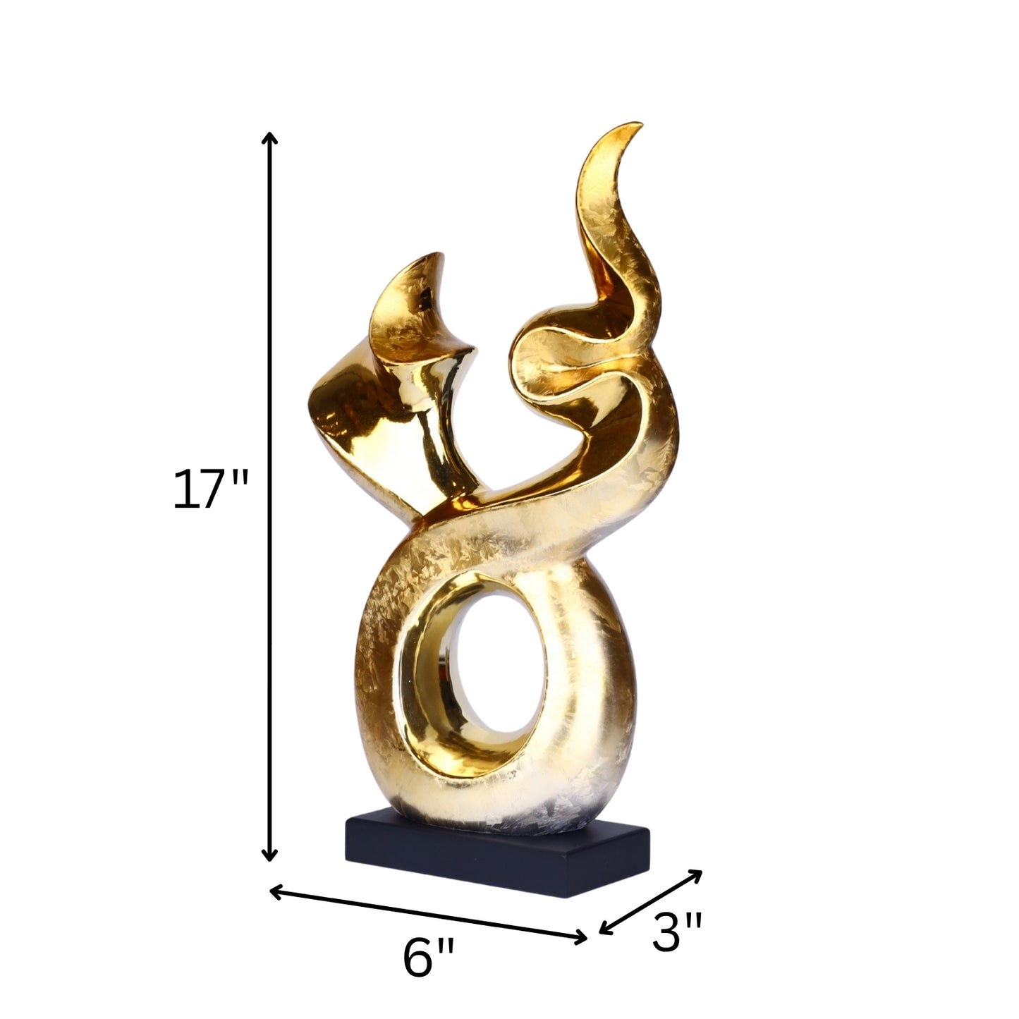 Golden Abstract Flame Sculpture – Modern Art Table Décor