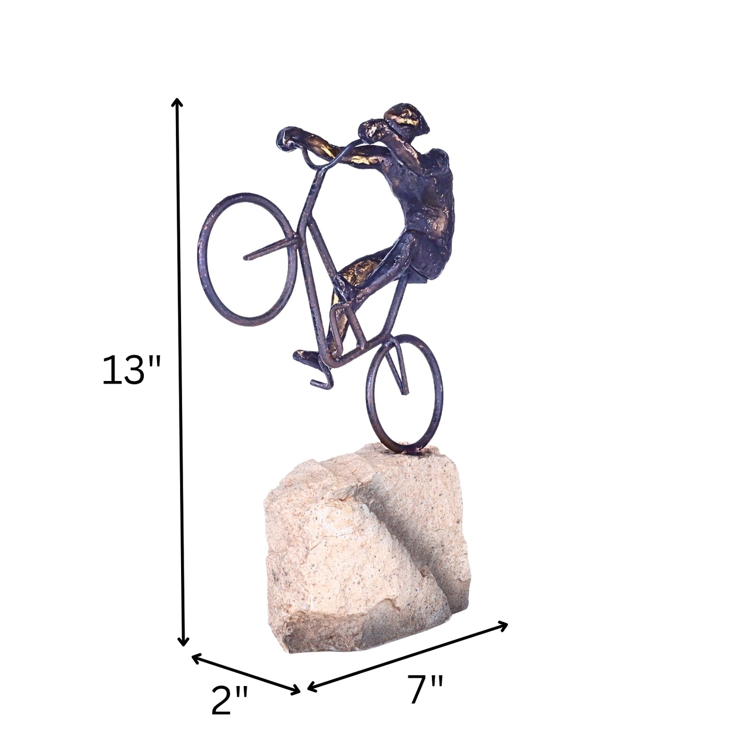 Cyclist on Rock Sculpture