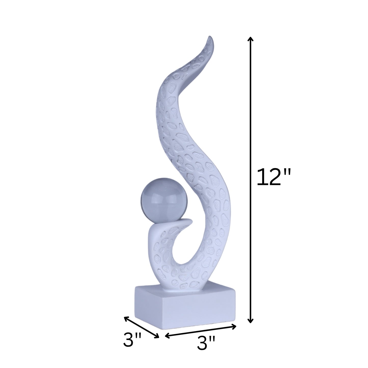 Modern Abstract Sculpture with Sphere – White Resin Art Décor