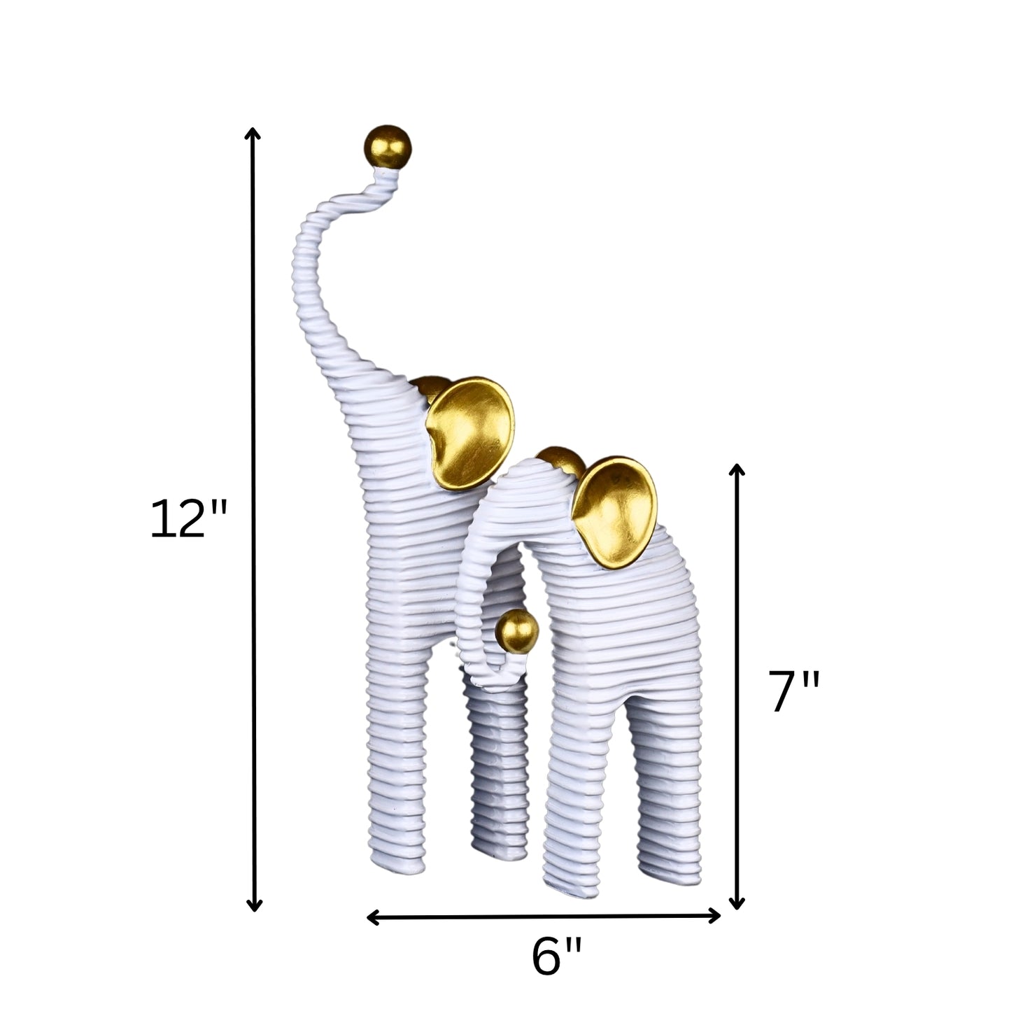 White & Gold Elephant Figurine Set