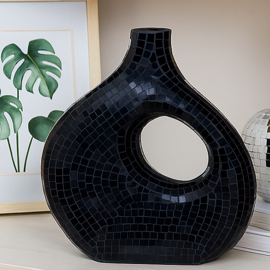 Black Mosaic Abstract Vase