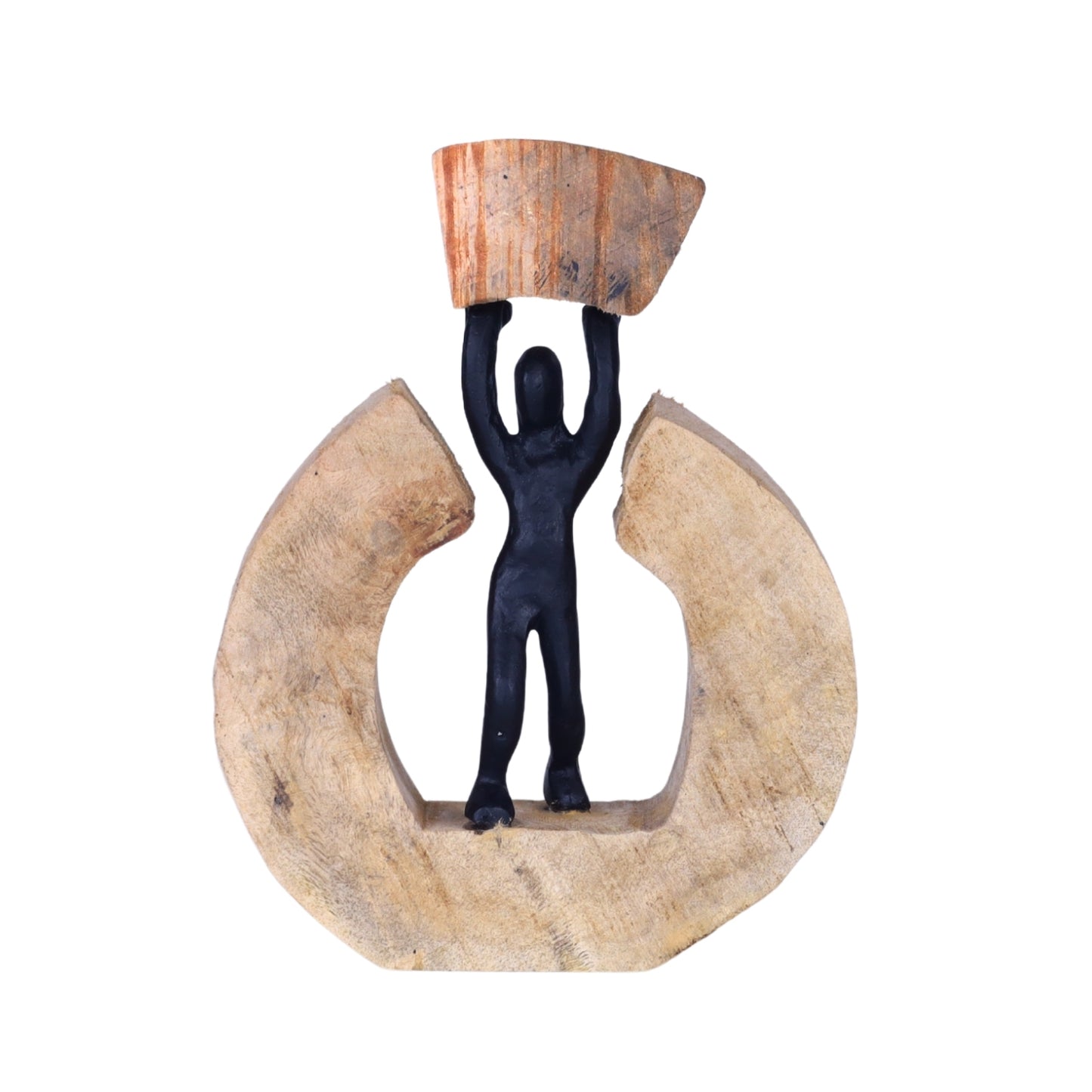The Uplifter Figurine – Wood & Metal Motivational Sculpture