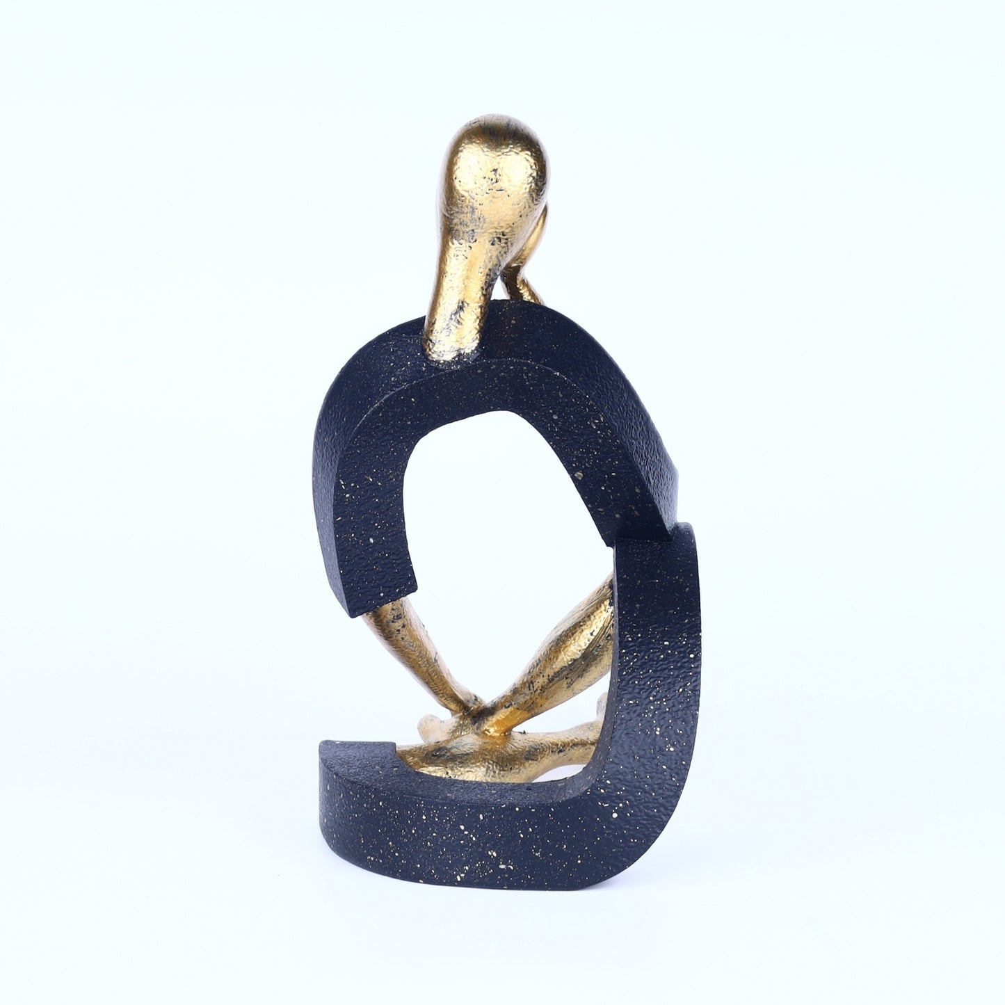 Abstract Thinking Pose Figurine – Black & Antique Gold Resin