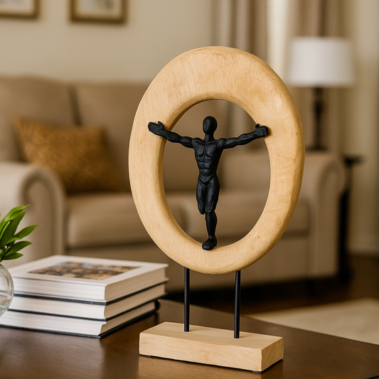 Strength in Balance Figurine – Wood & Metal Table Sculpture