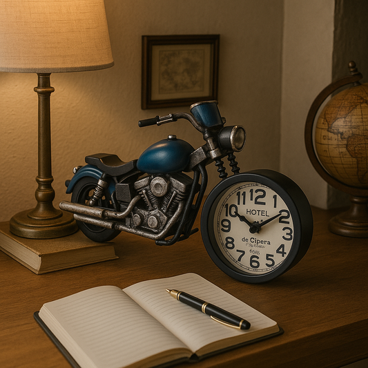 Vintage Motorcycle Table Clock – Decorative Desk Clock