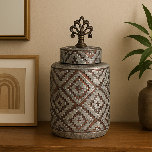 Antique-Style Decorative Storage Jar with Lid