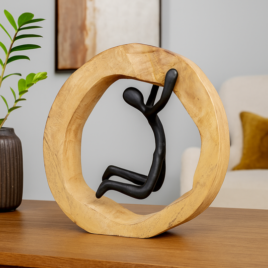 Abstract Climber in Wooden Rin