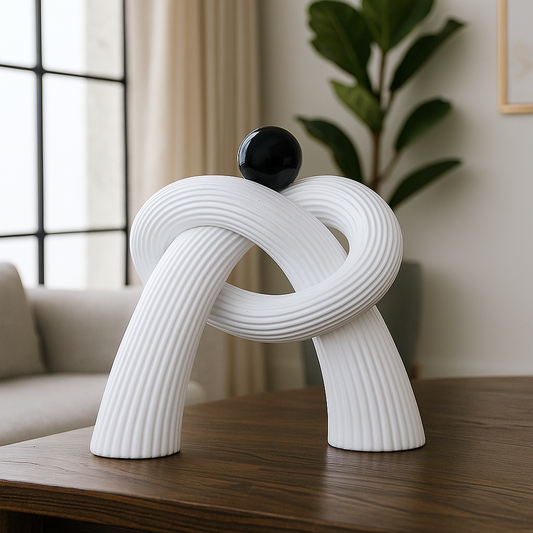 White Knotted Abstract Table Sculpture
