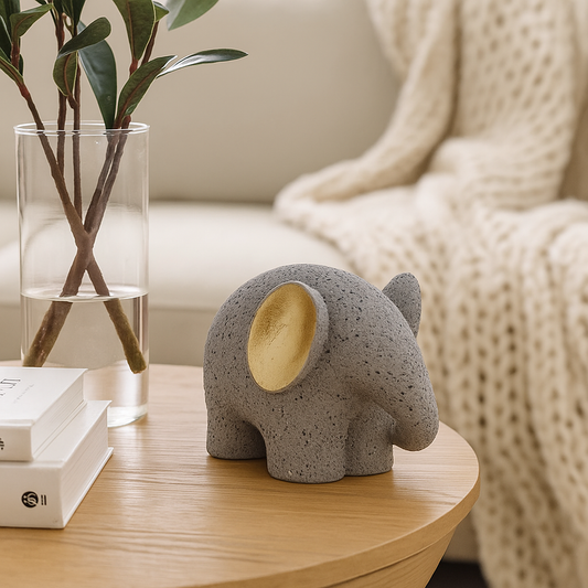 Stone Texture Elephant Figurine